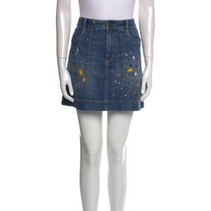 Alice + Olivia Printed Mini Jean Skirt